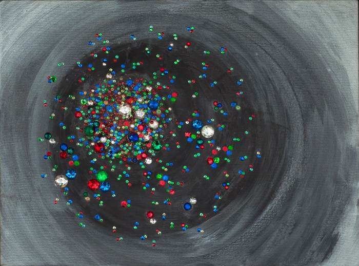 Sarah Szabo’s piece, “Quark Gluon Plasma Entering Hadronization,” from her “Glamorous Gluons” exhibit. 